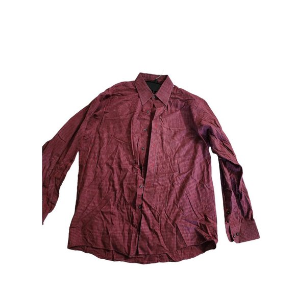 Club Room Men's Button Up Regular Fit Red Plaid Long Sleeve Shirt Size 15 1/2 - Picture 1 of 3